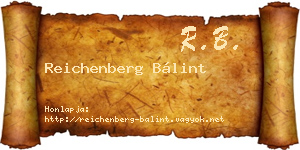 Reichenberg Bálint névjegykártya